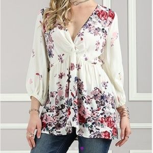 BOHO SHEEK FLORAL PEASANT TOP